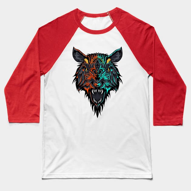 Wolf of the Future Baseball T-Shirt by fredian